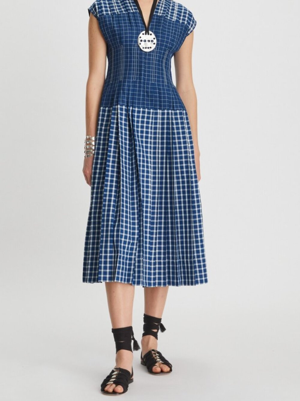 Picnic Plaid Silk Claire McCardell corset dress by Tory Burch sz 6